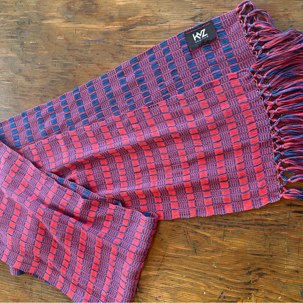 Red and Blue Woven Scarf